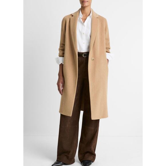 Vince One Button Long Coat NEW Wool Blend Camel Tan Size 1X - Picture 1 of 7